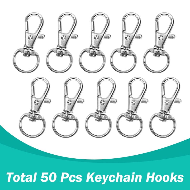 Segauin 100PCS Premium Swivel Snap Hooks with Key Rings,Metal Lanyard Keychain Hooks Lobster Clasps for Key Jewelry DIY Crafts 1.25inches/32mm(50 Pcs Lanyard Snap Hooks+50 Pcs Key Rings) - Image 2